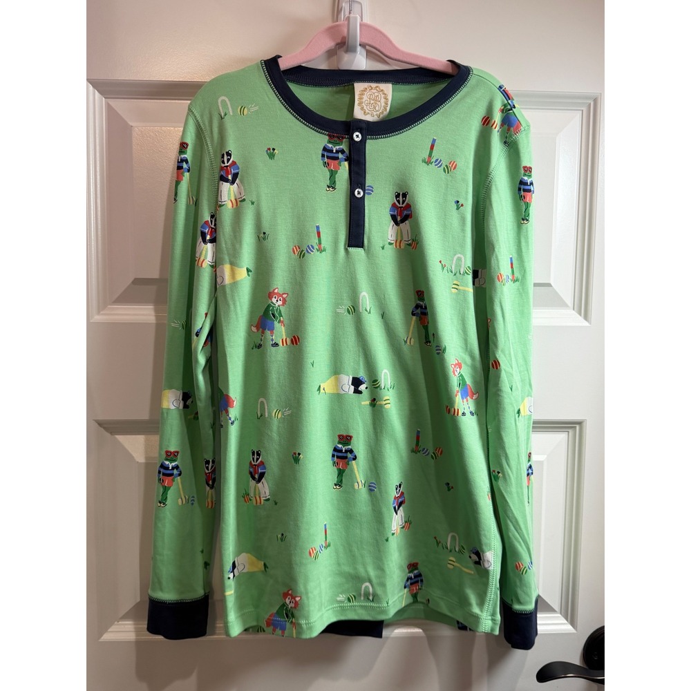 The Beaufort Bonnet Company Kids Green Croquet Animal Pima Cotton Pajama Set 14